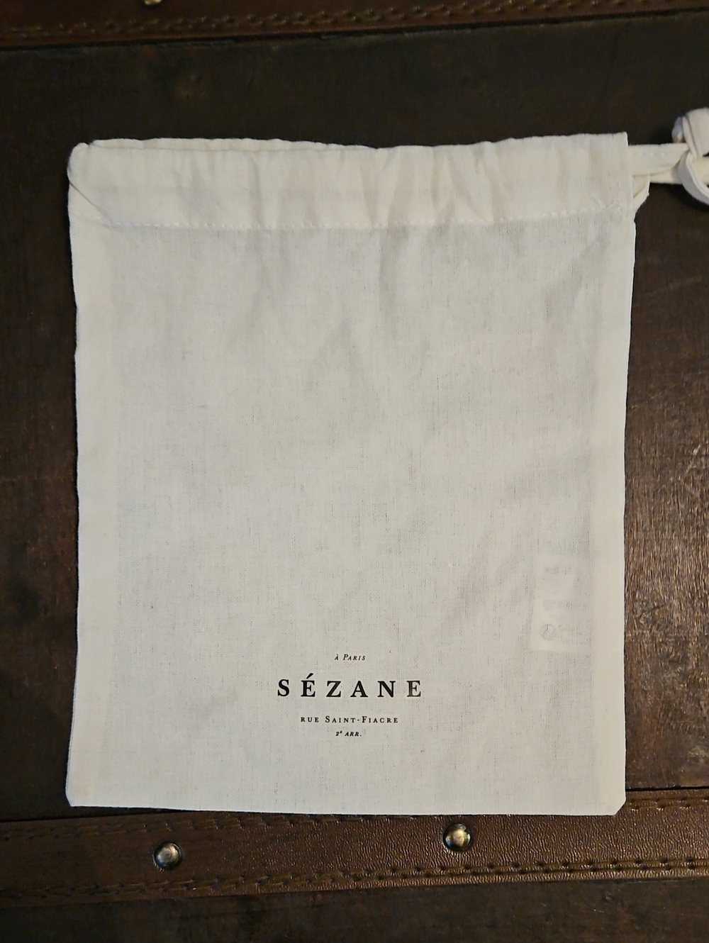 Sezane Cream Cotton Mix Drawstring Bag